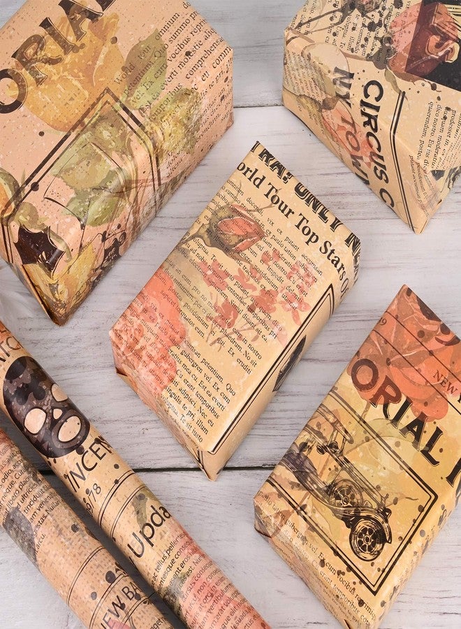 Bolsome 12 Sheets 28 * 20 Inches Reversible Vintage Newspaper Wrapping Paper Double sided Retro Floral Newsprint Gift Wrap Paper for Birthday Wedding Anniversary DIY Craft - Image 5